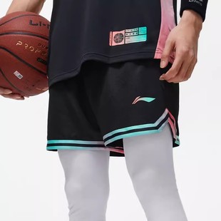 李宁短裤2023夏季男子运动休闲排湿宽松比赛篮球裤 AAPT043