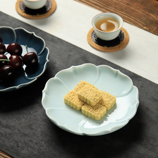 陶瓷茶点盘果盘水果点心甜品，碗创意莲花碟子，家用复古零食糕点托盘