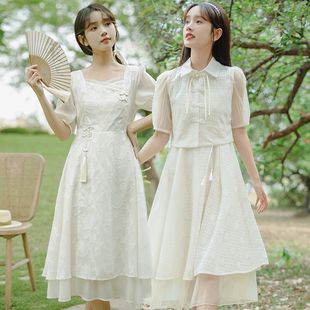 姐妹闺蜜装两件套装连衣裙子，2024中式国风夏少女(夏少女)汉服改良旗袍