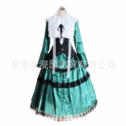 蔷薇少女翠星石cosplay衣服装，洛丽塔哥特绿色公主，长连衣裙子绸缎