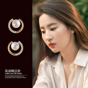 韩国珍珠气质无痛硅胶软垫，耳夹女无耳洞高级感夹式耳环时尚银针