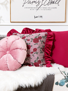 复古油画玫瑰花沙发抱枕客厅大靠背垫枕床头腰垫轻奢高级感腰靠枕