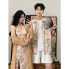 新中式情侣装夏季小众设计高级感短袖衬衫男女，两件套法式一裙一衣