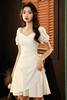 春秋款小个子白色小晚礼服裙女气质法式名媛洋装不规则连衣裙