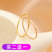 素圈金戒指女小众设计高级感钛钢超细关节闺蜜叠戴尾戒小指不掉色