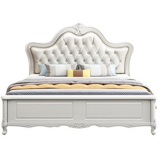 美式实约床现代简木2米大床1.8米双人床主卧o婚床物储欧式床软包