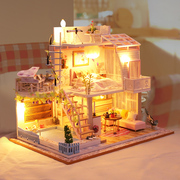 diy小屋手工制作迷你小房子，艺术别墅拼装木质模型女生礼物玩具
