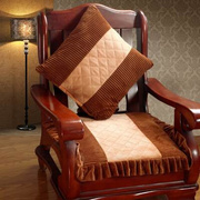 中式红实木沙发垫毛绒加厚防滑三人座连体木质组合沙发海绵坐垫