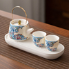 珐琅彩掐丝银家用茶具套装家用一壶二杯干泡茶盘，小型陶瓷茶壶茶杯