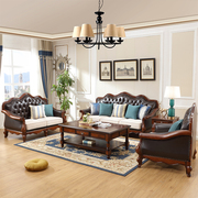 美式乡村实木沙发茶几，组合布木沙发大小户型复古做旧田园客厅套装