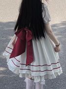 白色连衣裙子学院风可爱女法式夏天小众设计感娃娃领公主裙小个子