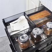 厨房橱柜抽拉式调味拉篮玻璃两三层收纳工具篮碗盘锅餐具分隔置架