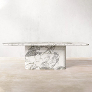 意大利大花白天然大理石餐桌大理石设计师端吃饭桌桌子长方形