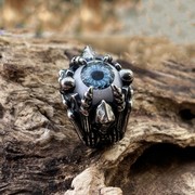 ROCK PUNK”魔瞳眼睛“朋克骷髅戒指高级感男士钛钢时尚嘻哈饰品