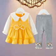 女童连衣裙春秋季0-1岁2婴幼儿童，洋气衣服女宝宝春秋公主裙子套装