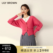 LILY BROWN秋冬款 V领镂空扣百搭针织毛衣开衫LWND234040