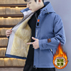 男士韩版潮流外套2023秋冬季加绒加厚夹克男装，冬装帅气上衣服