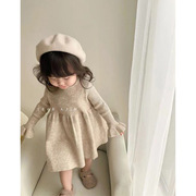 儿童毛线冬装针织长袖韩版连衣裙女童秋装宝宝女周岁礼服