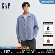 Gap男装春秋LOGO羊毛混纺休闲翻领夹克时尚流行衬衫式外套889749