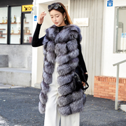 狐狸毛海宁(毛海宁)紫色皮草，外套中长款时尚马甲韩版圆领大衣反季