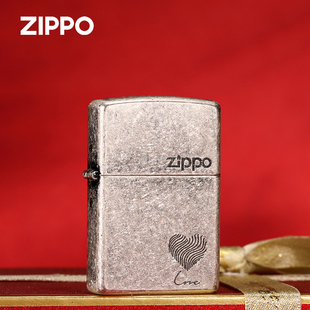 zippo煤油打火机，古银爱心指纹七夕礼物，送男友正版定制