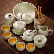 景德镇汝窑功夫茶具套装轻奢办公室，会客陶瓷家用高端泡，茶壶送礼盒