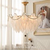 法式全铜珍珠羽毛吊灯复古水晶美式轻奢客厅灯卧室餐厅设计师灯具