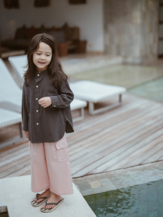 史豌豆童装女童立领长袖衬衫2024春夏韩版洋气儿童休闲上衣