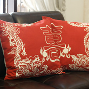 中国风中式布艺喜庆婚嫁沙发靠垫套抱枕 靠枕大靠垫枕头