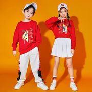 儿童啦啦队演出服小学生运动会表演服装幼儿园中国范脸谱合唱班服