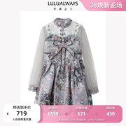 lulualways商场同款秋季时尚，优雅网纱蝴蝶结宫廷风公主连衣裙