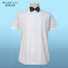 夏季礼服衬衫男短袖白色燕子，领翼型领演出结婚男士领结，新郎白衬衣(白衬衣)