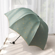 深拱形防晒防紫外线蘑菇，公主雨伞黑胶，遮阳折叠晴雨两用女太阳伞