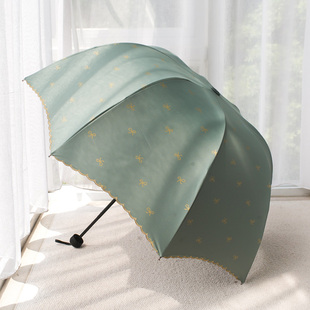 深拱形防晒防紫外线蘑菇公主雨伞黑胶遮阳折叠晴雨两用女太阳伞