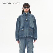 CONCISE-WHITE简白 宽松版型牛仔外套女2023秋季设计师品牌