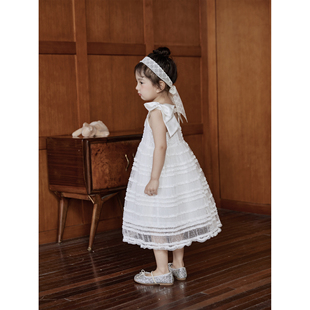 naixibaby|超美生日裙!女童，蕾丝刺绣连衣裙，法式白色公主礼服裙