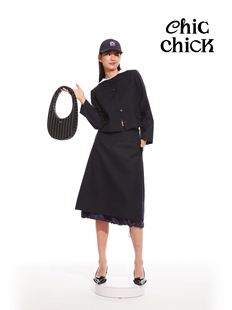 ChicChick时髦小鸡vol14 99%藏蓝色 高校娃娃领短款西装外套