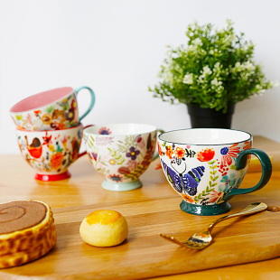 宜卡家居家用美式早餐杯创意，陶瓷杯牛奶杯麦片杯咖啡杯大容量杯