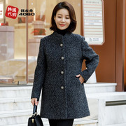 韩国2021年冬季中老年女装毛呢，外套立领妈妈，装保暖上衣厚oua6046