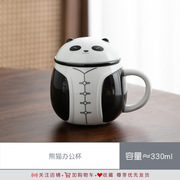 带盖过滤马克杯创意中式熊猫办公杯个人专用茶水分离泡茶杯子陶瓷