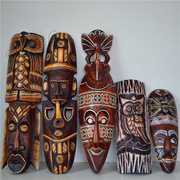 非洲点彩面具实木家居装饰复古怀旧酒吧装饰木雕动物壁挂壁饰挂饰