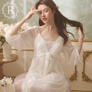 rosetree蕾丝睡裙女春秋季长袖，长款法式性感，纯欲宫廷风睡衣带胸垫
