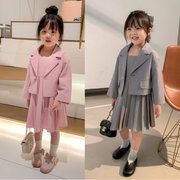 女童套装韩版闺秀小西服外套，加背心裙，23秋装童装代发