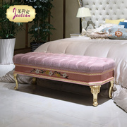 茱莉安欧式法式实木桃花芯木客厅长凳贝壳木皮拼花粉色桃花床尾凳