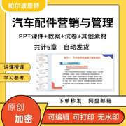 汽车配件营销与管理ppt，课件教案试卷题，讲课备课详案配件仓储采购