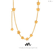 法式marka风格时尚简约优雅五角星吊坠流苏链设计感钛钢镀金项链