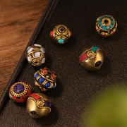 尼泊尔黄铜镶嵌隔珠diy手工，编织手链项链，钥匙扣文玩饰品配件