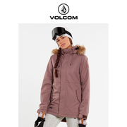 VOLCOM钻石大牌女装户外棉衣棉服2024冬季女士连帽高端滑雪服