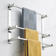 毛巾杆304不锈钢免打孔毛巾架双杆三杆浴室单杆卫生间加厚壁挂杆