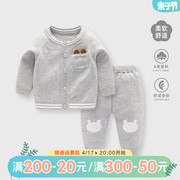 婴儿毛衣针织套装春装新生男(新生男)宝宝，男童洋气衣服春秋婴幼儿线衣外套